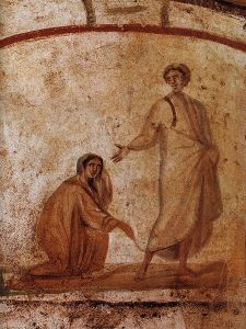 art of the healing of the bleeding woman, from the fourth century.